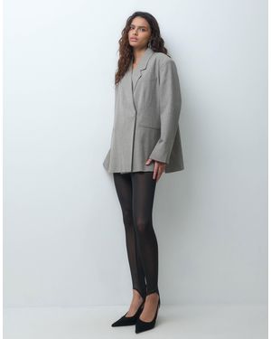 Vero Moda Oversize Check Blazer With Slit Detail - Gray