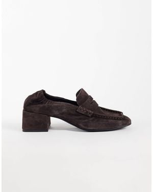 Steve Madden Estee Heeled Square Toe Loafers - Brown