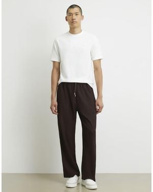 River Island Wide Leg Cotton Textured Joggers - White