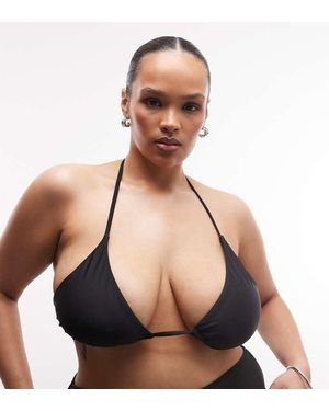 Collusion Plus Tie Front Triangle Bikini Top - Black