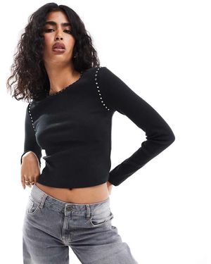 ASOS Top A Maniche Lunghe Con Borchie - Nero