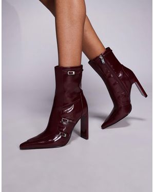 Steve Madden Fasteneded Buckle Detail High Ankle Boots - Purple
