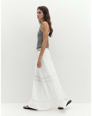 Pull&Bear Gonna Lunga Bianca Con Pannelli - Bianco