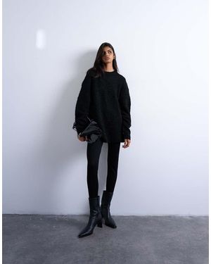 TOPSHOP Leggings Largos Negros De Tejido Grueso De