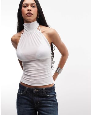 Weekday Halterneck Top With Open Back - White