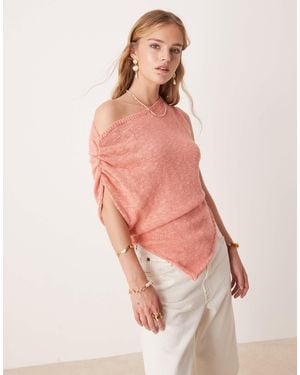 ASOS – drapiertes strick-oberteil aus flammengarn - Pink