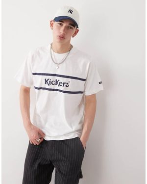 Kickers T-Shirt Oversize Écru Con Grafica Blu - Bianco