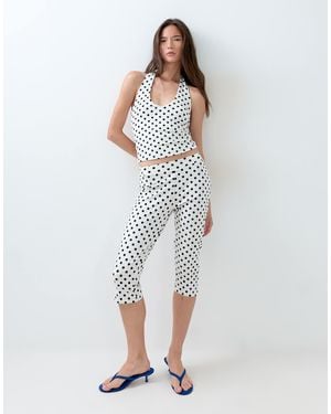 ASOS Polka Dot Capris legging Co-ord - White