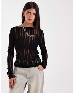 ASOS Langärmliges oberteil aus feinem strick mit leiterstruktur - Schwarz