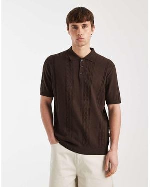 Redefined Rebel Griffin Knit Polo Top - Brown