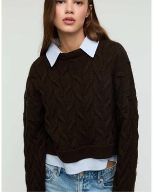 Stradivarius Contrasterende Gebreide Sweater - Zwart