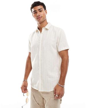 Threadbare Camicia A Maniche Corte A Righe E Bianche - Bianco