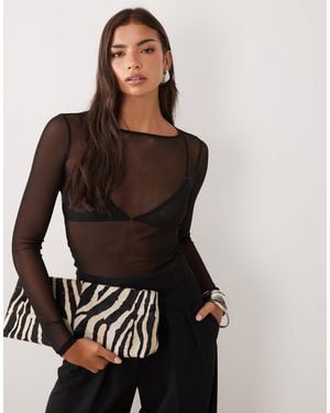 ASOS Mesh Long Sleeve Top - Black