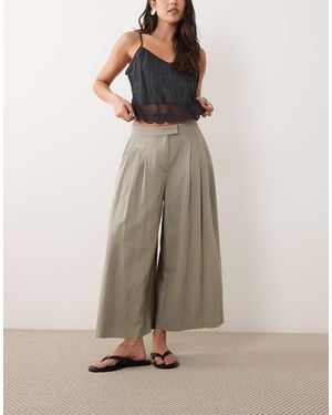 ASOS Elegante Geplooide Luchtige Culotte - Naturel