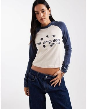 Daisy Street Raglan Long Sleeve Baby Tee - Blue