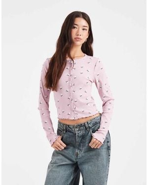 ONLY Flower Print Cardigan - Red
