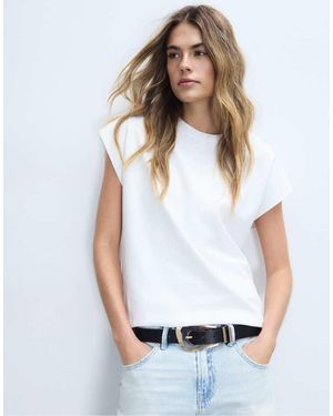 Stradivarius B06 Basic Dropped-Shoulder T-Shirt - White