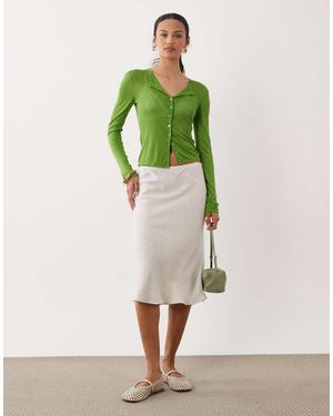 ASOS Linen Blend 90s Slip Skirt - Green