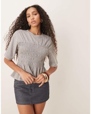 ASOS Shirred Waist T-shirt - Gray