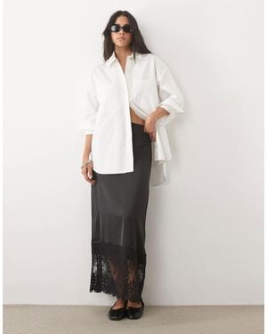Jdy Satin-maxirock mit spitzendetails - Weiß