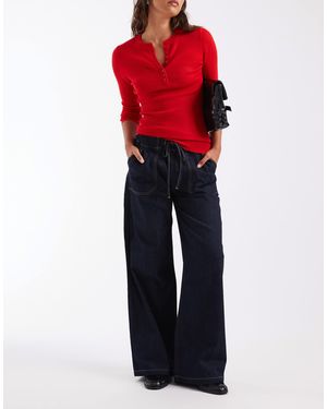 ASOS Jean utility large à enfiler en denim brut, ensemble coordonné - Rouge