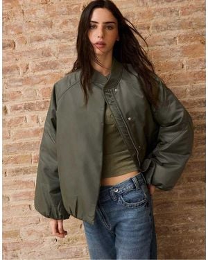 Stradivarius Oversize Bomber Jacket - Brown