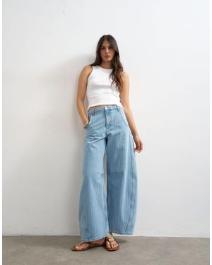 TOPSHOP Horseshoe Mid Rise Barrel Jeans - Blue