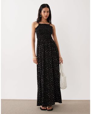 esmé studios – gesmoktes maxi-strandkleid - Schwarz