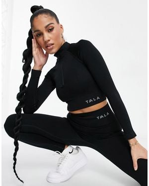 Tala Aster Long Sleeve Crop Top - Black