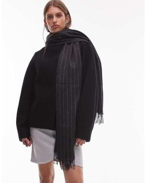 & Other Stories Premium Wool Fringe Stripe Scarf - Blue