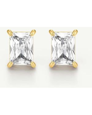 D.Louise Waterproof Classic Emerald Solitaire Earrings 1.25 Ct – Tarnish-Free - White