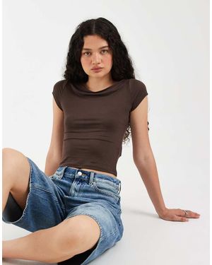 Hollister Top Senza Cuciture Con Scollo A Barchetta - Blu
