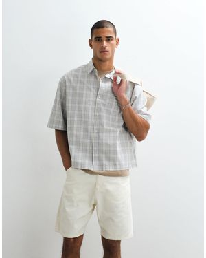 ASOS Boxy Oversized Plaid Shirt - White