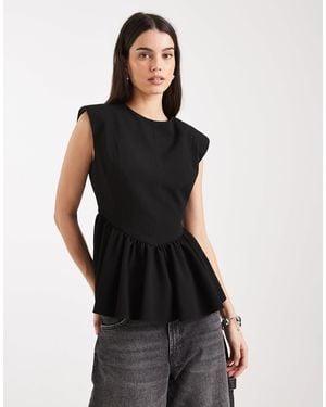 ASOS Tailored Peplum Top - Black