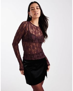 ONLY Lace Long Sleeve Top - Red