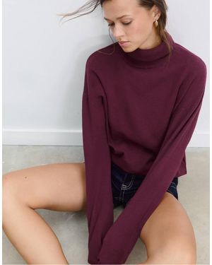 Stradivarius Basic Trui Met Hoge Hals - Paars