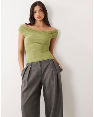 ASOS Ruched Shoulder Grazer Top - Green