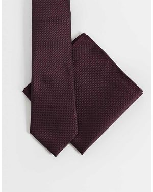 ASOS Cravatta E Fazzoletto Da Taschino Bordeaux Testurizzati - Viola
