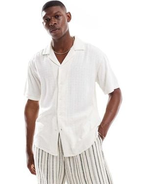 Only & Sons Short Sleeve Linen Blend Textured Shirt Co-ord - White