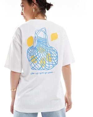 JJXX Oversize T-Shirt With Lemon Back Print - Blue
