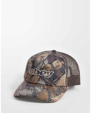 Obey Truckerpet Met Omlijnd Logo - Grijs