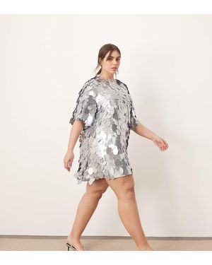 ARRANGE Curve Embellished Disc Sequin T-shirt Mini Dress - Natural