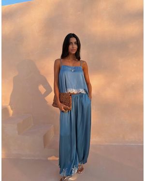 Never Fully Dressed Balloon Trousers With Lace Hem - Blue