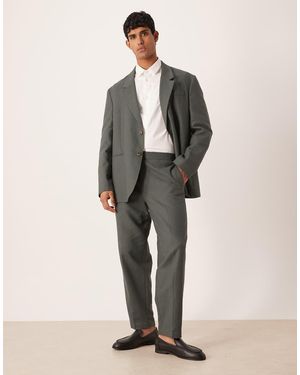 ASOS Pantalones De Traje De Corte Tapered Extragrande De Hilo Retorcido De - Neutro