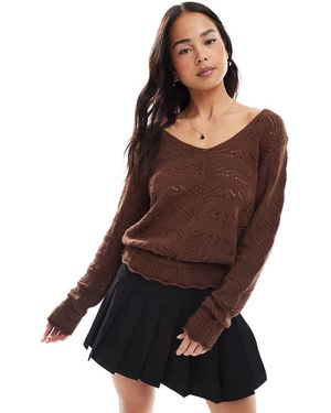 Miss Selfridge Maglione Marrone Cioccolato All'Uncinetto