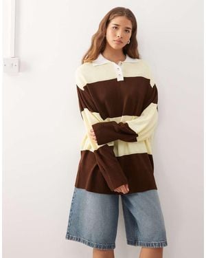 Collusion Knitted Rugby Jumper - Natural