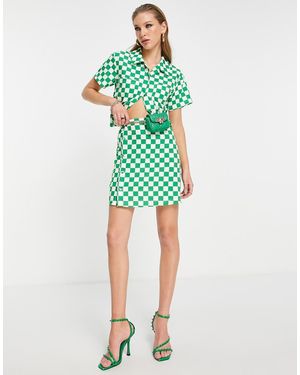 Extro & Vert Minifalda A Cuadros Dameros Con Botones De - Verde