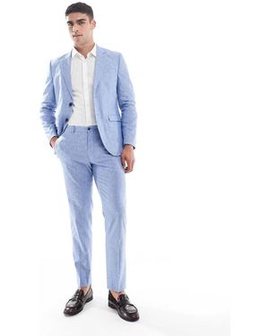 Jack & Jones Premium Linen Blend Suit Trousers - Blue