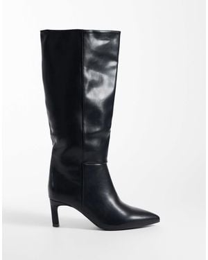 SEQWL Benz Knee High Kitten Heel Boots - Black