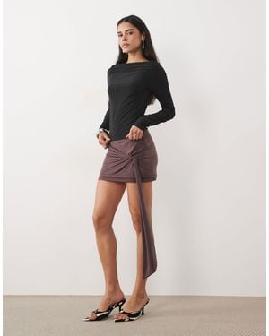 ASOS Inverted Twist Sash Mini Skirt - Natural